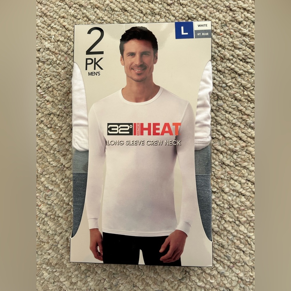 New 32 Degrees Heat Men's Long Sleeve Crew Neck Shirt - 2 Pack
